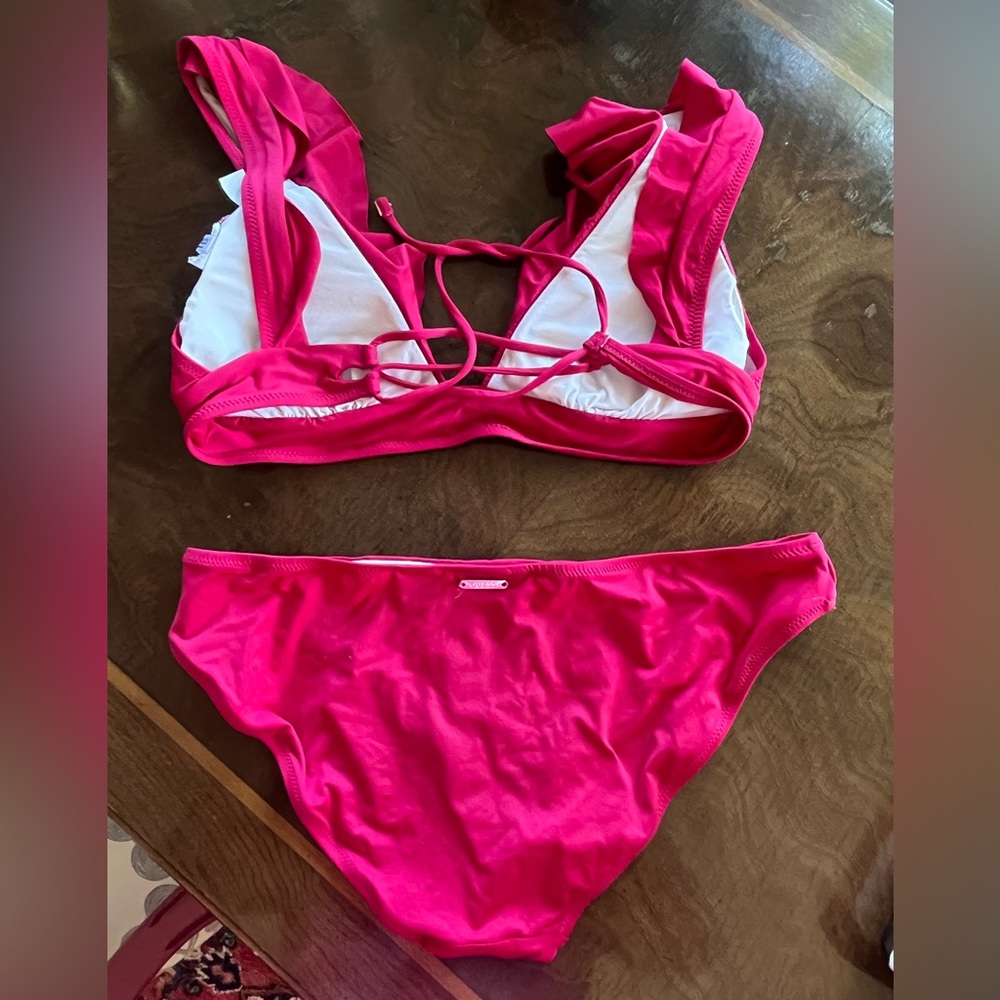 RED GUESS RUFFLE BIKINI - Picture 10 of 12